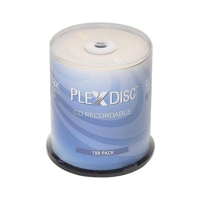PlexDisc CD-R 700MB 80 Minute 52x Recordable - 100 Pack Cake Box (FFP) 631-805-BX, 100 Discs