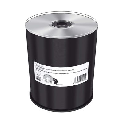 CD-R 700 Mb/s 80 Min 52x Speed, Silver, Unprinted/Blank, Black Dye, Cake 100