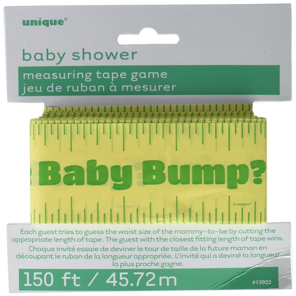 "How Big is the Baby Bump?" Yellow Measuring Tape Game - 150ft, 1 Piece - Perfect Baby Bump Measuring Tape Party Activity for Baby Showers