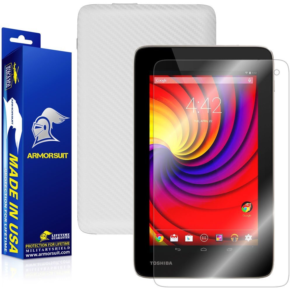 ArmorSuit MilitaryShield White Carbon Fiber Skin Wrap Film + HD Clear Screen Protector for Toshiba Excite Go - Anti-Bubble Film