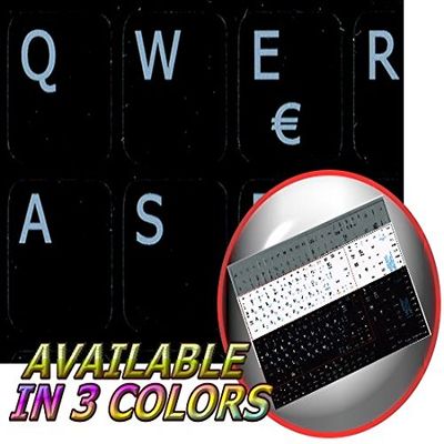 Italian Notebook Non-Transparent Keyboard Labels Black, White OR Silver Background (Black Background)