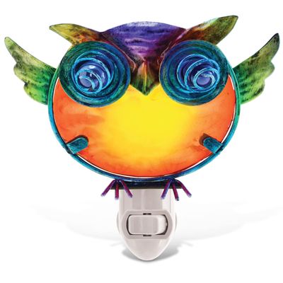 Puzzled Glass Art Night Light, Plug in Decorative Socket Lamp, Manual On & Off Portable Light for Stairway, Bedroom, Bathroom, Nursery, Home Accessory & Kitchen Decor - Owl
