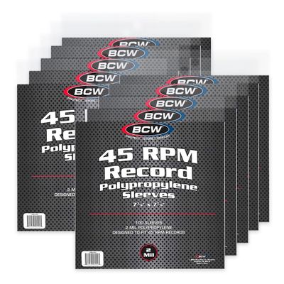 BCW 45 RPM Record Sleeves - 1000 Count | Fits Standard 7 Inch Single 45s | Snug-Fit 2 Mil Polypropylene Outer Sleeves | Archival Plastic Covers for Vinyl Record Storage and Protection
