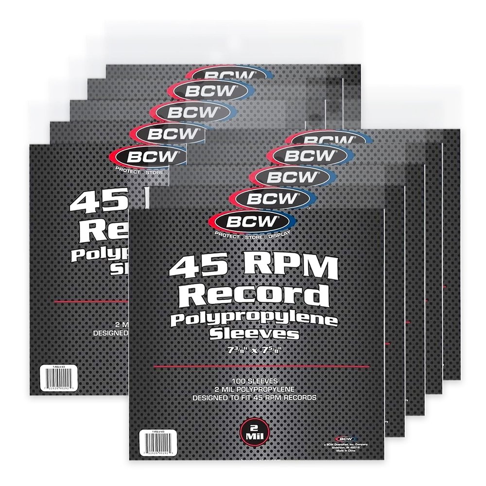 BCW 45 RPM Record Sleeves - 1000 Count | Fits Standard 7 Inch Single 45s | Snug-Fit 2 Mil Polypropylene Outer Sleeves | Archival Plastic Covers for Vinyl Record Storage and Protection
