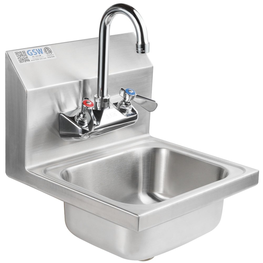 ACE HS-0810WG Mini Wall Mount Hand Sink with Faucet & Strainer, ETL Certified