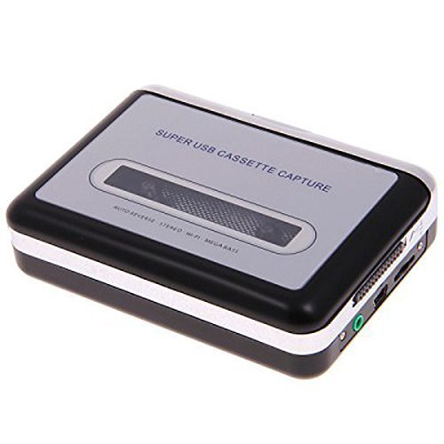 SRTHYJYKJUTHW Portable Super USB Cassette Capture Convert Tapes to CD/MP3 (Black with Silver)