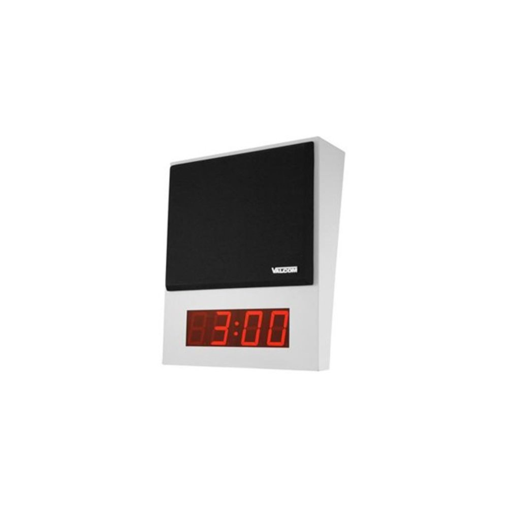 IP Speaker Surface Mt. W/Digital Clock, Gray W/Black Grille