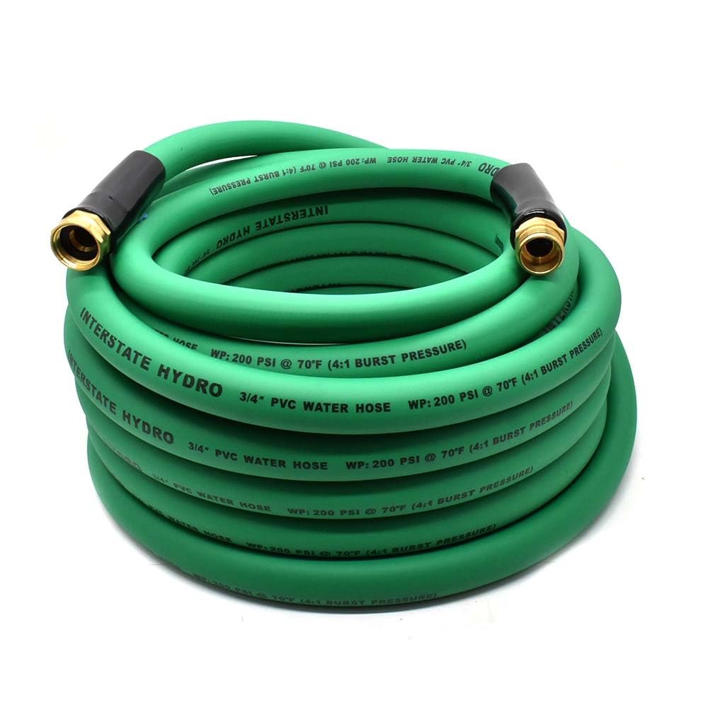Interstate Pneumatics HCG19-050E Contractor Grade Green PVC Water Hose 3/4 Inch x 50 Feet with Machined GHT Fittings
