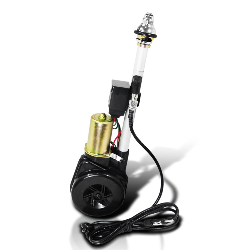 Spec-D Tuning Universal Car Automatic Power AM FM Radio Mast Antenna 12V Replacement Kit + Cable + Wires