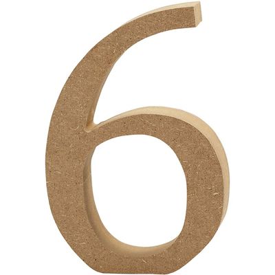 Creativ "6" Mdf Number, Brown, 13 x 2cm