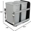Knape & Vogt USC15-2-35PT in-Cabinet Soft Close Pull Out Trash Can, Polymer, 35 Quart Bins, 19.19 by 14.81 by 22.44-Inch, Platinum view 3