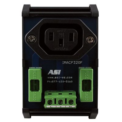 ASI IMACP320F DIN Rail Mounted Single AC Outlet IEC320 Connector with Fuse Protection, 10 Amp, 250 Vac, 30 to 12 AWG, uses 5 x 20mm fuses (Pack of 1)