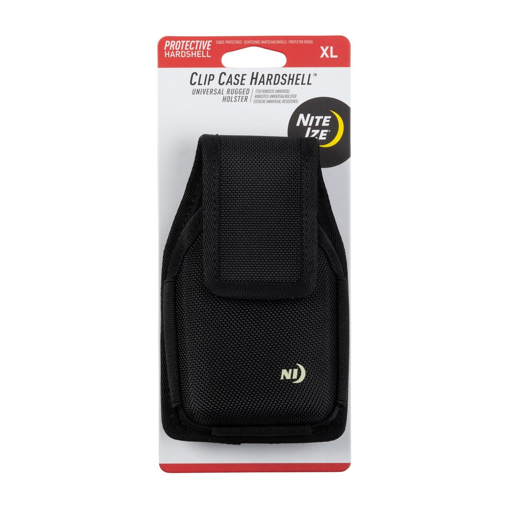 Nite Ize Clip Case Hardshell Universal Rugged Holster - Protective Phone Holder with Belt Clip - Holster for Men's & Women's Belts - Utility Belt Phone Pouch - X-Large, Black