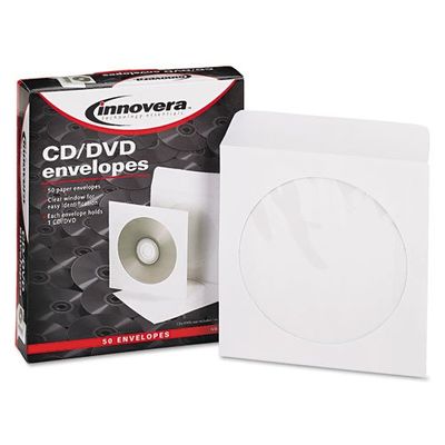 Innovera - CD/DVD Envelopes, Clear Window, White, 50/Box 39403 (DMi PK