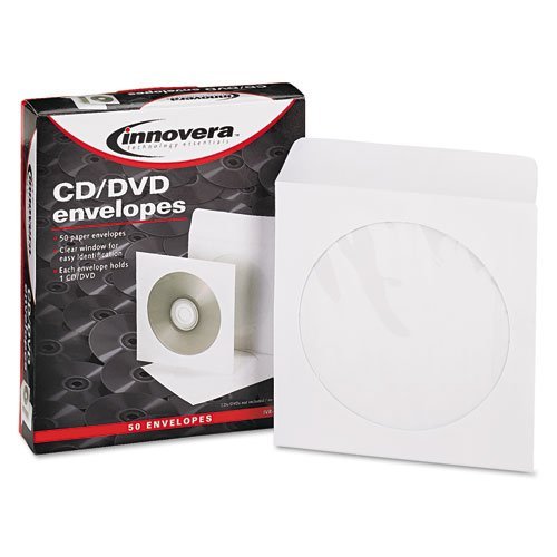 Innovera - CD/DVD Envelopes, Clear Window, White, 50/Box 39403 (DMi PK