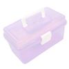 uxcell Plastic Handle Double Layer Hardware Tools Storage Box Clear Purple view 1