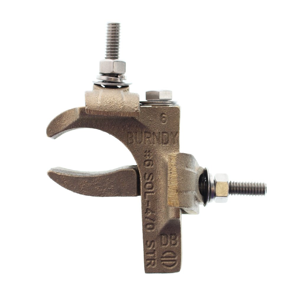 Burndy GXP1828RF Raised Floor/Rebar Ground Connector, Copper, .3/4-2", #6-4/0