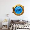 24" Porthole 3D Window Wall Decal Killer Whale & Cub Bronze Port Scape Orca Baby Whale Ocean Sea Animal Wall Art Peel and Stick Kids Room Decor view 2