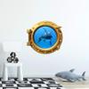 24" Porthole 3D Window Wall Decal Killer Whale & Cub Bronze Port Scape Orca Baby Whale Ocean Sea Animal Wall Art Peel and Stick Kids Room Decor view 3