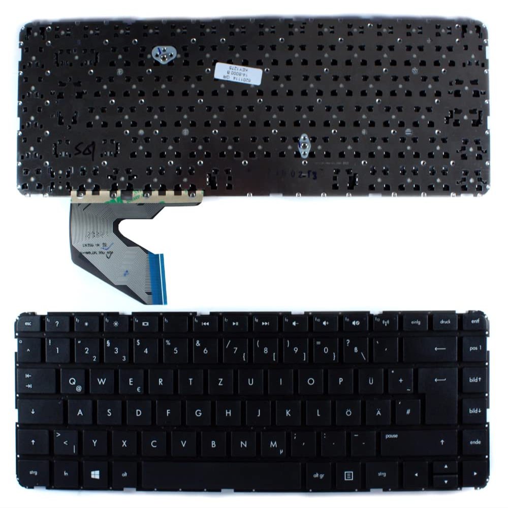 Power4Laptops German Layout Black Replacement Laptop Keyboard Compatible with HP Pavilion 14-B117ES