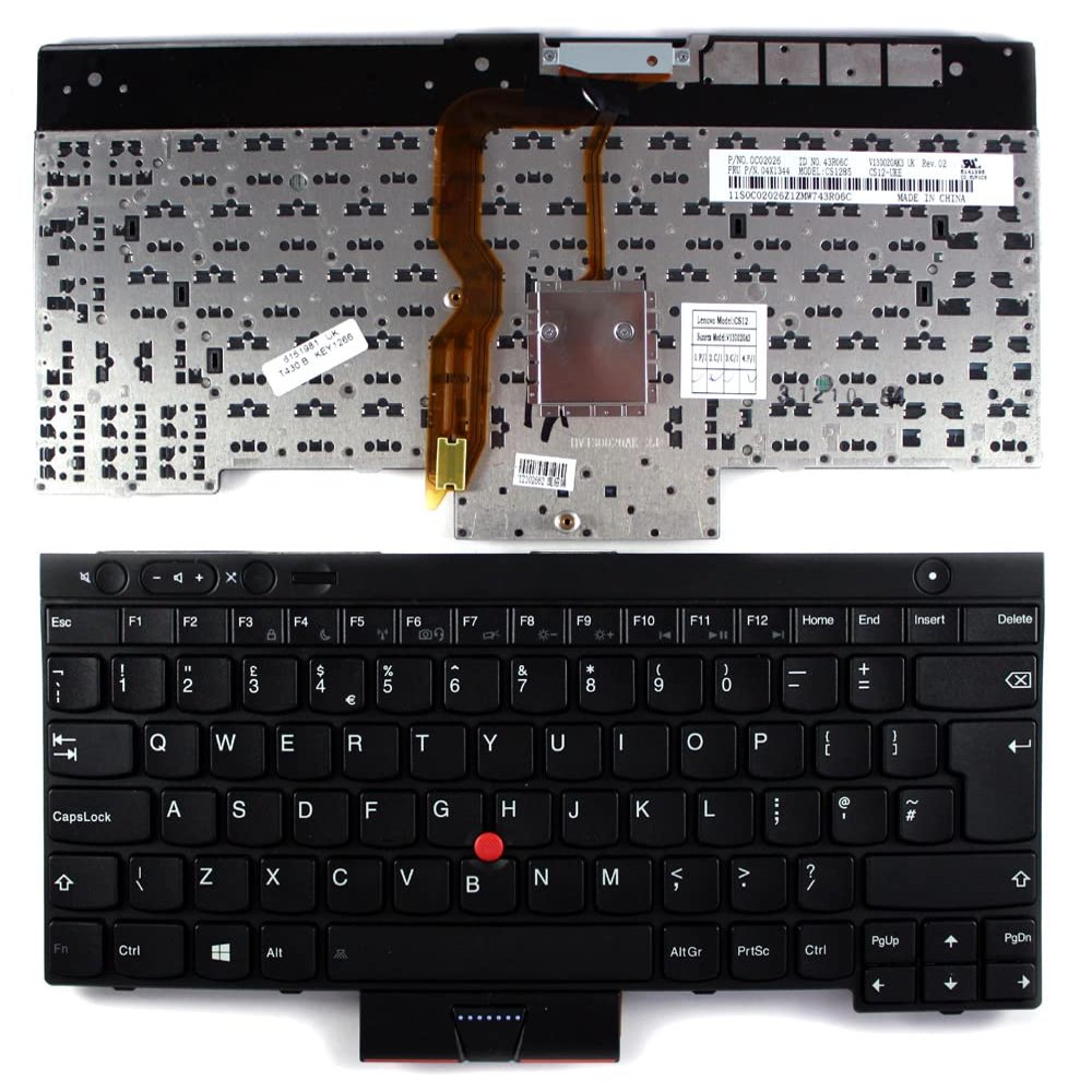 Power4Laptops UK Layout with Pointer Black Replacement Laptop Keyboard Compatible with Lenovo Thinkpad X230