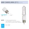 (Pack Of 4) Q250CL/MC - 250 Watt JD T4 E11 Mini Candelabra Base 120V Clear Light Bulbs view 4