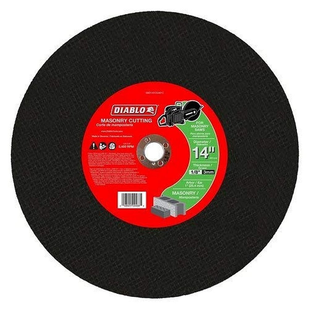 Diablo 14 Inch x 7/64 Inch x 1 Inch Chop Saw Masonry Cut-Off Disc  Silicone Carbide Blend for Fast Material Removal, Extra Long Life, Compatible with 14 Inch Cut-Off Saw  DBD140109A01C