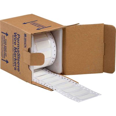 Brady Low Smoke Zero Halogen Double Sided PermaSleeve Heat Shrink Tubing, 0.5" Dia x 2" W, White, Roll of 250 Each
