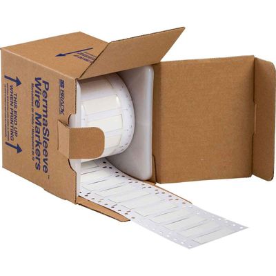 Brady Low Smoke Zero Halogen PermaSleeve Heat Shrink Tubing, 0.375" Dia x 2" W, White