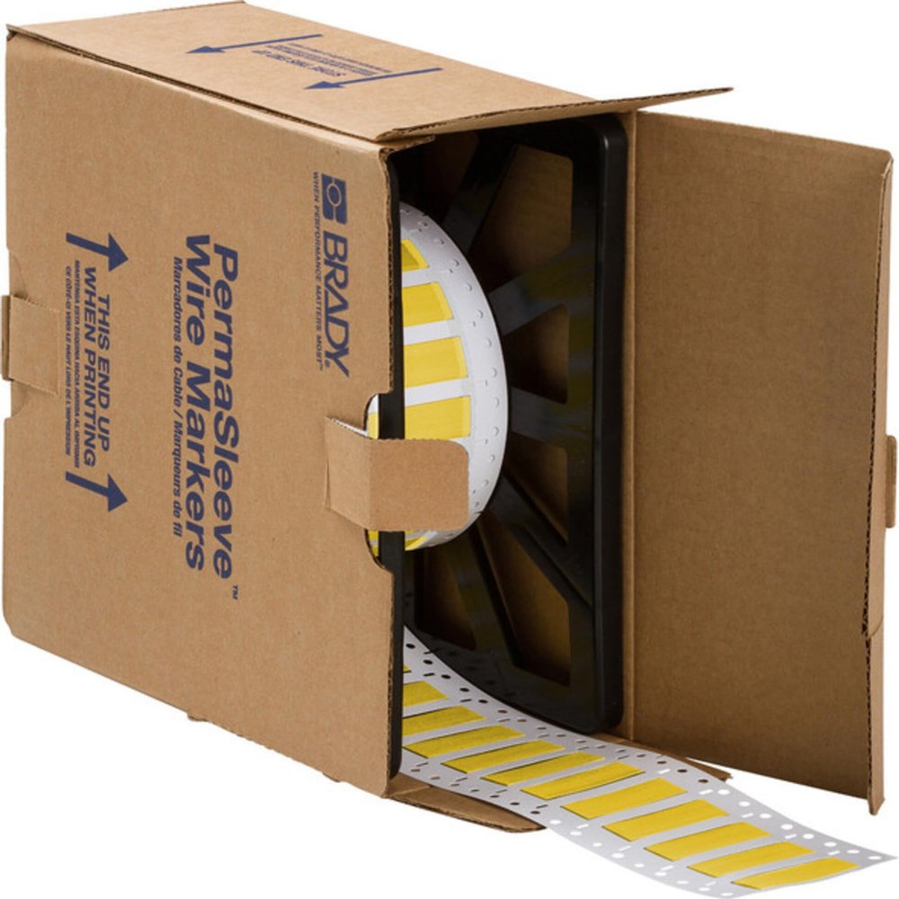Brady PermaSleeve Low Smoke Zero Halogen Wire Marking Sleeves, 0.375" Dia x 2" W, Yellow
