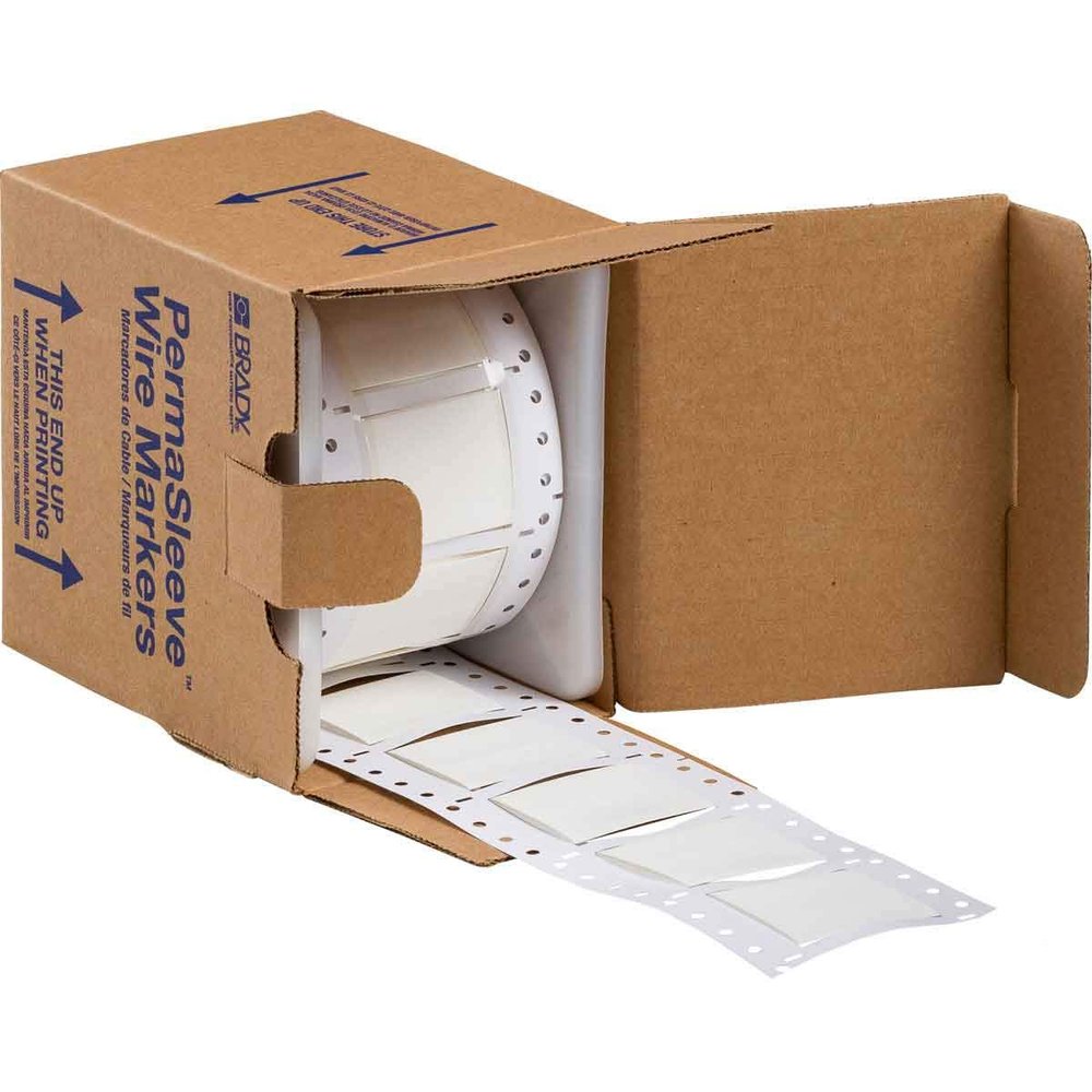 Brady BradyPrinter Series Low Smoke Zero Halogen PermaSleeve Heat Shrink Tubing, Roll of 100 Each, White, 1"