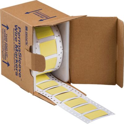 Brady Low Smoke Zero Halogen Double Sided PermaSleeve Heat Shrink Tubing, 0.75" Dia x 2" W, Yellow, Roll of 100 Each