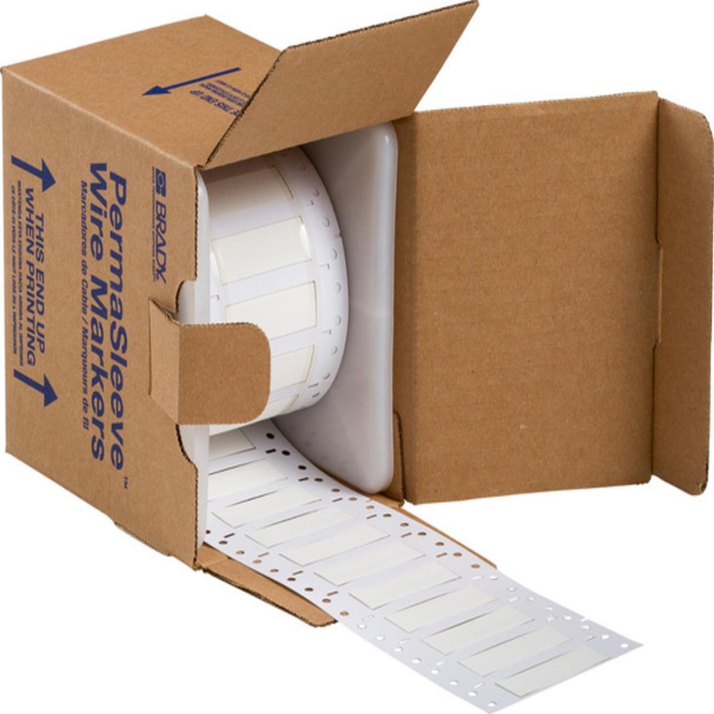 Brady BradyPrinter Series Low Smoke Zero Halogen PermaSleeve Heat Shrink Tubing, Roll of 500 Each, White, 0.25", Roll Width 2"