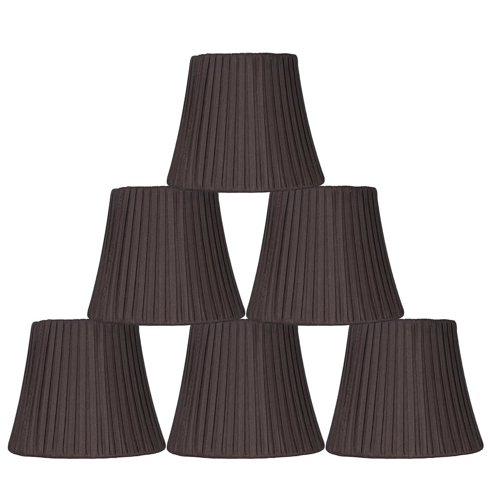 Urbanest Box Pleated Mini Chandelier Lamp Shade, Chocolate, 3x6x5", Softback, Clip On, Set of 6
