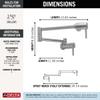 Delta Brushed Nickel Modern Pot Filler Kitchen Faucet, Wall Mount Kitchen Faucet, Arctic Stainless 1165LF-AR view 4