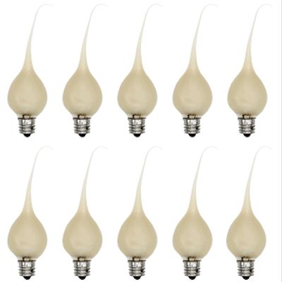 Creative Hobbies Country Style Incandescent Silicone Dipped Candle Light Bulbs (Pkg of 10 Bulbs) ~ 5 Watt Pearlized Silicone, Gold Glow