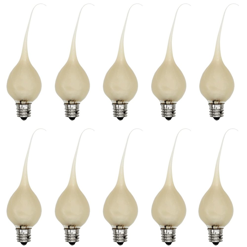 Creative Hobbies Country Style Incandescent Silicone Dipped Candle Light Bulbs (Pkg of 10 Bulbs) ~ 5 Watt Pearlized Silicone, Gold Glow