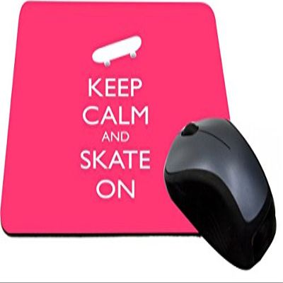 Rikki Knight Keep Calm and Skate On - Tropical Pink Color Lightning Series Gaming Mouse Pad