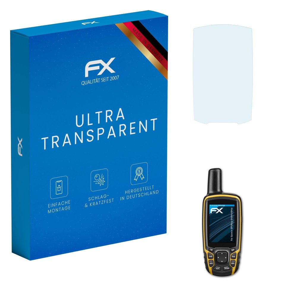 atFoliX Screen Protection Film compatible with Garmin GPSMap 64/64s/64st Screen Protector, ultra-clear FX Protective Film (3X)