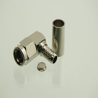 W5SWL Brand Premium Series SMA Male Crimp (RP) or Reverse Polarity Right Angle Coax Connector fits RG-58 2-Pack