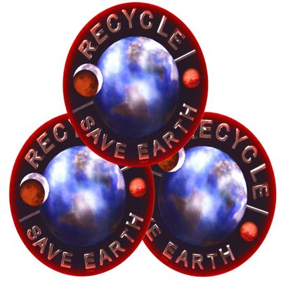 Three Recycle Save Earth 3in. Vinyl UV Protected Stickers