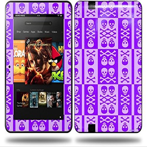 Skull and Crossbones Pattern Purple Decal Style Skin fits Amazon Kindle Fire HD 8.9 inch