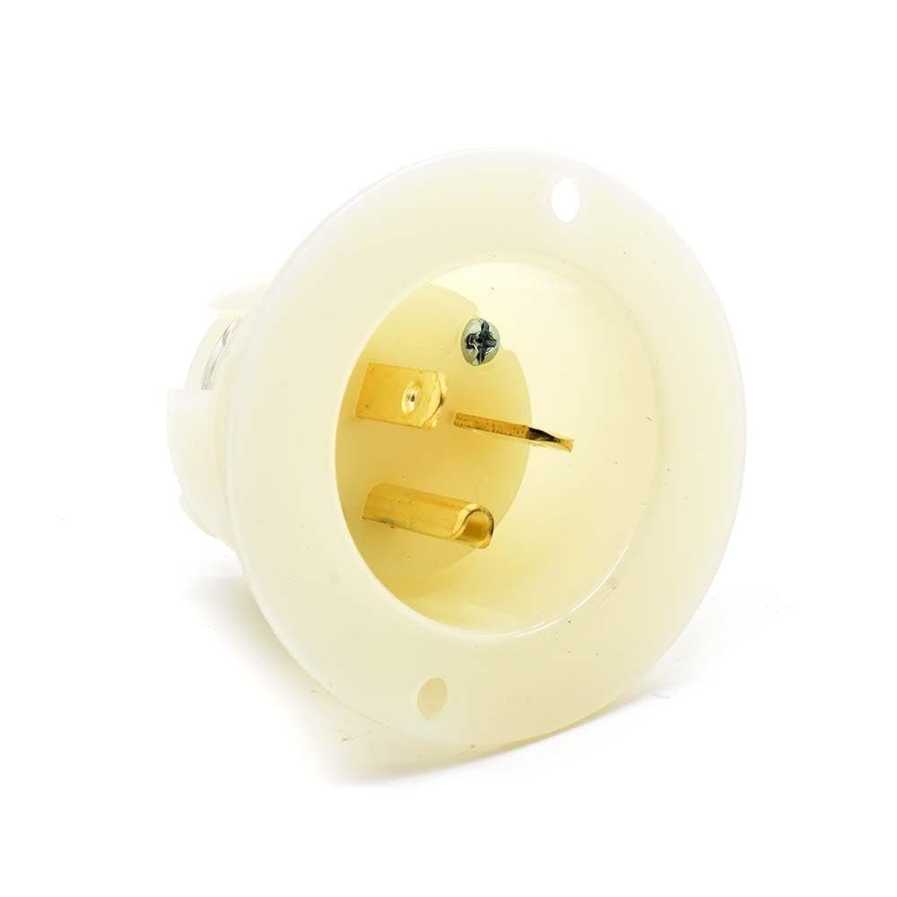 Superior Electric YGF129 Straight Flanged Inlet 3 Wire, 20 Amps, 125V, NEMA 5-20P