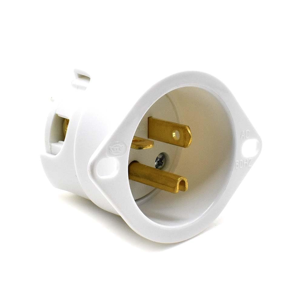 Superior Electric YGF130 Straight Flanged Inlet 3 Wire, 20 Amps, 250V, NEMA 6-20P