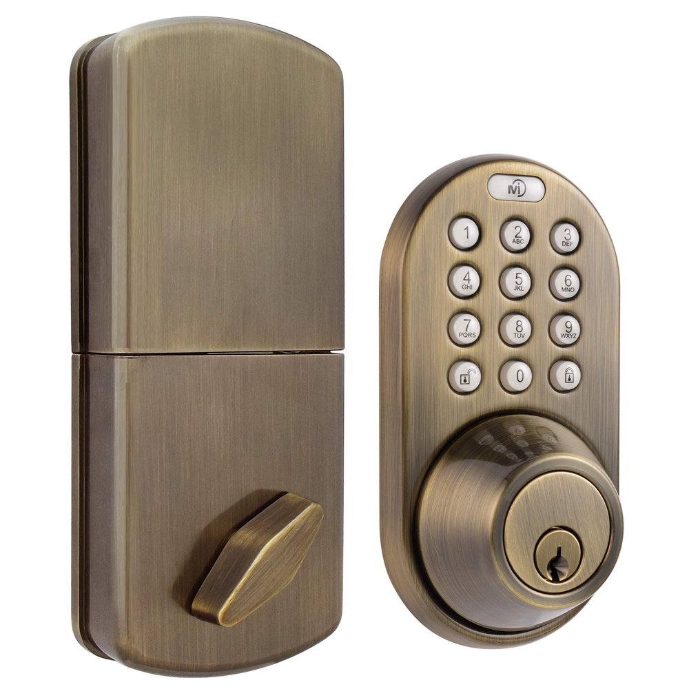 MiLocks DF-02AQ Electronic Keyless Entry Touchpad Deadbolt Door Lock, Antique Brass