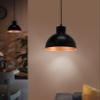 Pendant lighting Truro 1, vintage ceiling light fitting made of black and copper-coloured steel, hanging lamp in retro and industrial design for dining and living room, E27 socket view 3