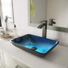 VIGO Donatello 18"L x 13"W x 4"H Over the Counter Glass Rectangular Vessel Bathroom Sink in Turquoise Blue -VG07068 view 3