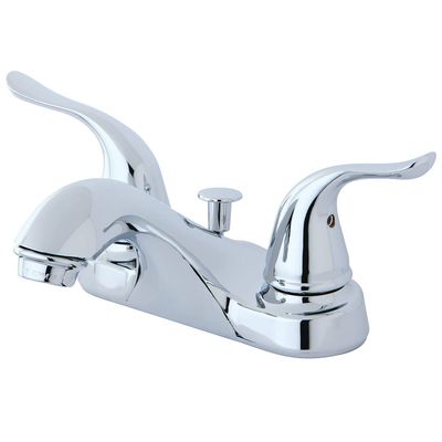 Kingston Brass FB5621YL Yosemite 4 Inch Centerset Two Handle Lavatory Faucet, Polished Chrome, 4-1/2 inch in Spout Reach, Polished Chrome