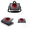 10 inch Sleeve Bag Carrying Case w/Handle, Adjustable Shoulder Strap, Matching Skin Sticker & Mouse Pad Compatible with 8" 9" 10.2" Dell, HP - Silver Red Skull view 1