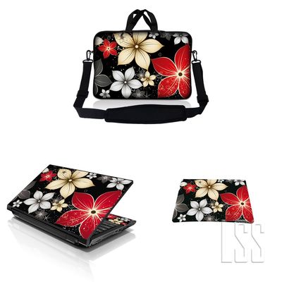 10 inch Sleeve Bag Carrying Case w/Handle, Adjustable Shoulder Strap, Matching Skin Sticker & Mouse Pad Compatible with 8" 9" 10.2" HP - Butterfly Floral